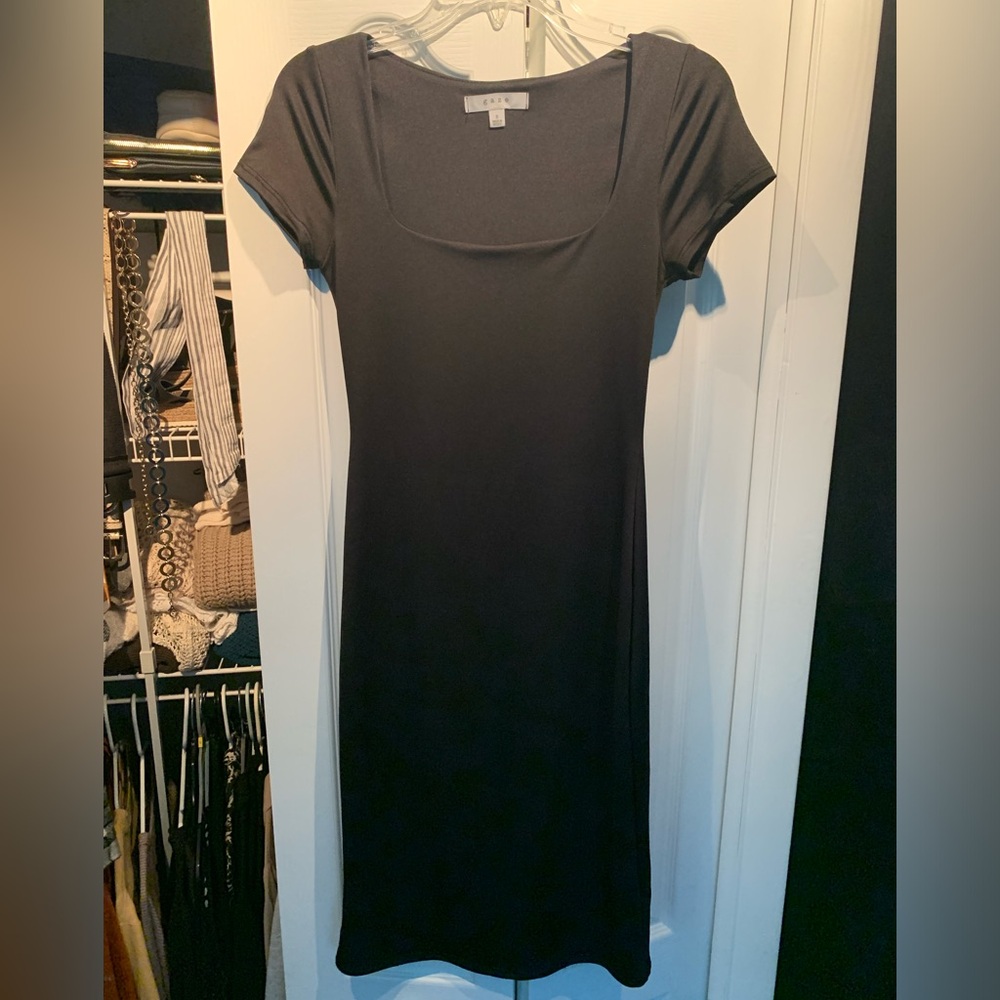 Black square neck bodycon dress